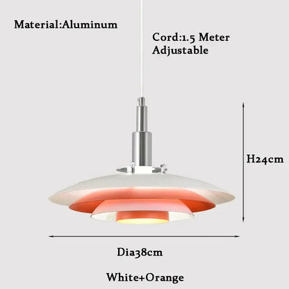 Modern white & red gradient ufo pendant light dining room
