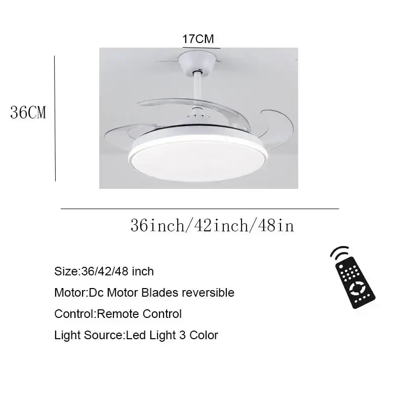 Modern white remote control ceiling fans with light for bedroom