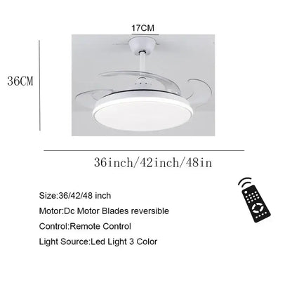 Modern white remote control ceiling fans with light for bedroom