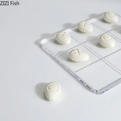 Modern white resin pieces acrylic tic-tac-toe set living room decor