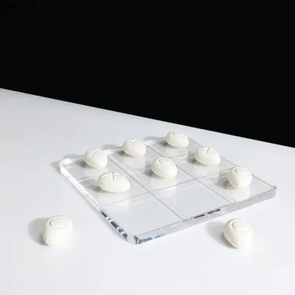 Modern white resin pieces acrylic tic-tac-toe set living room decor