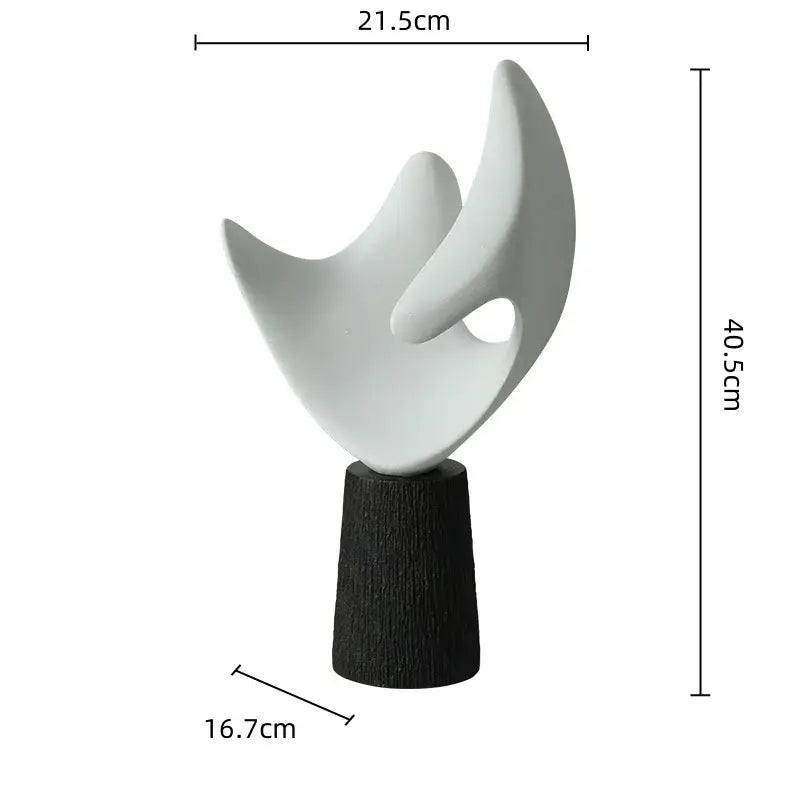 Modern white resin sculpture living room decor on wood pedestal