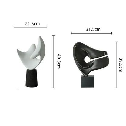 Modern white resin sculpture living room decor on wood pedestal