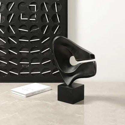 Modern white resin sculpture living room decor on wood pedestal