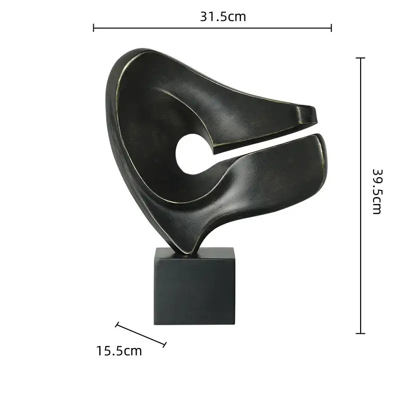 Modern white resin sculpture living room decor on wood pedestal