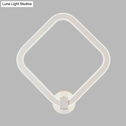 Modern white rhombus frame led wall lamp bedroom sconce