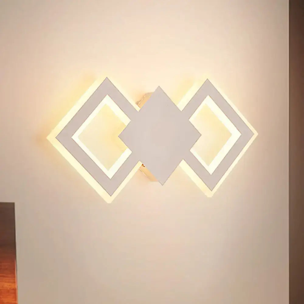 Modern white rhombus led wall sconce bedroom white warm light