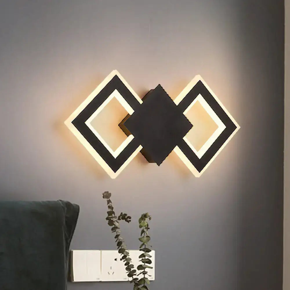 Modern white rhombus led wall sconce bedroom white warm light