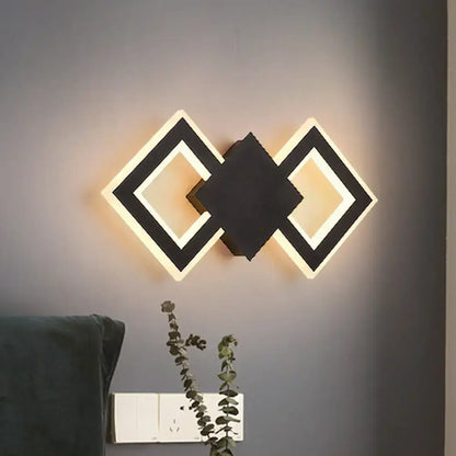 Modern white rhombus led wall sconce bedroom white warm light