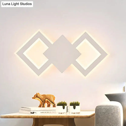 Modern white rhombus led wall sconce bedroom white warm light