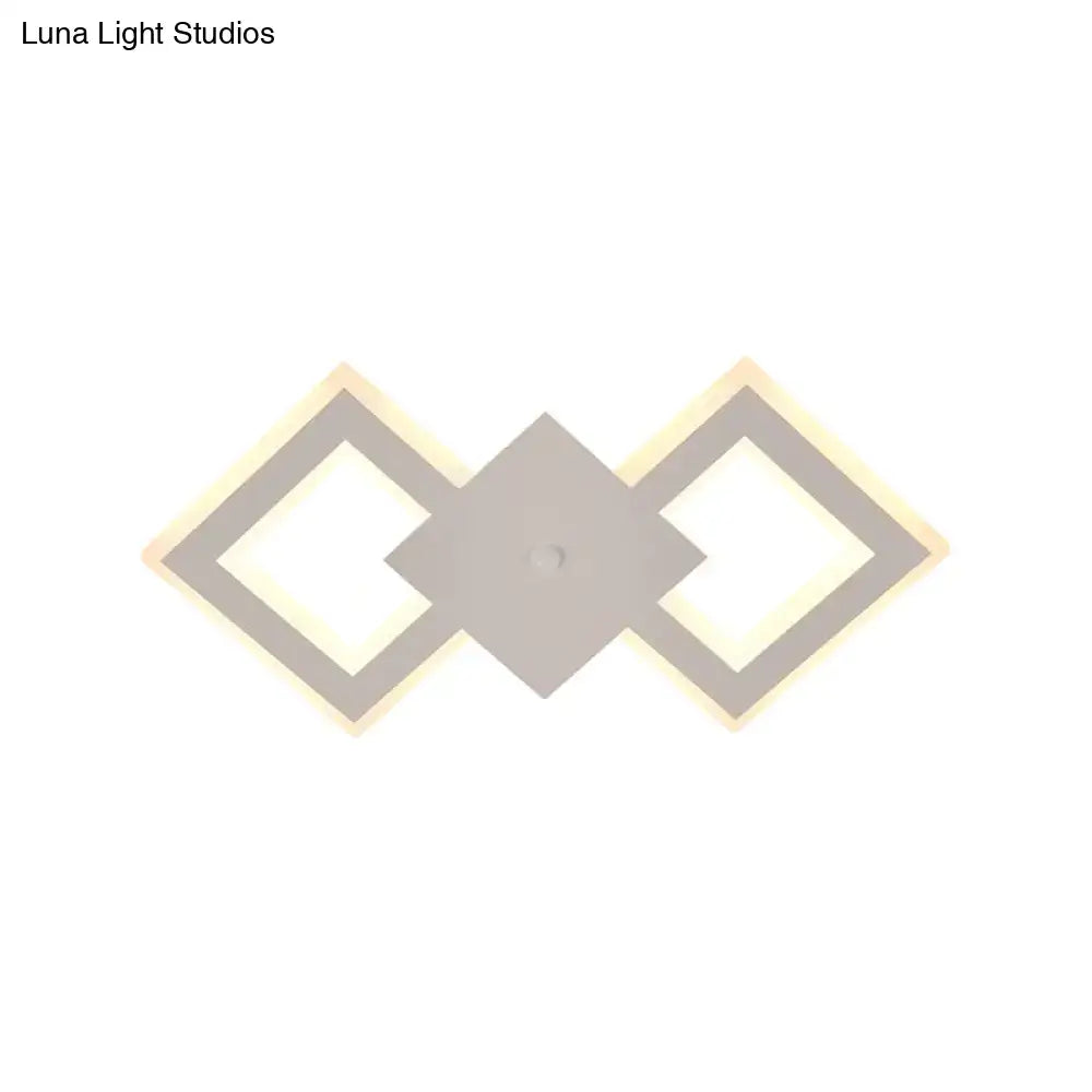 Modern white rhombus led wall sconce bedroom white warm light