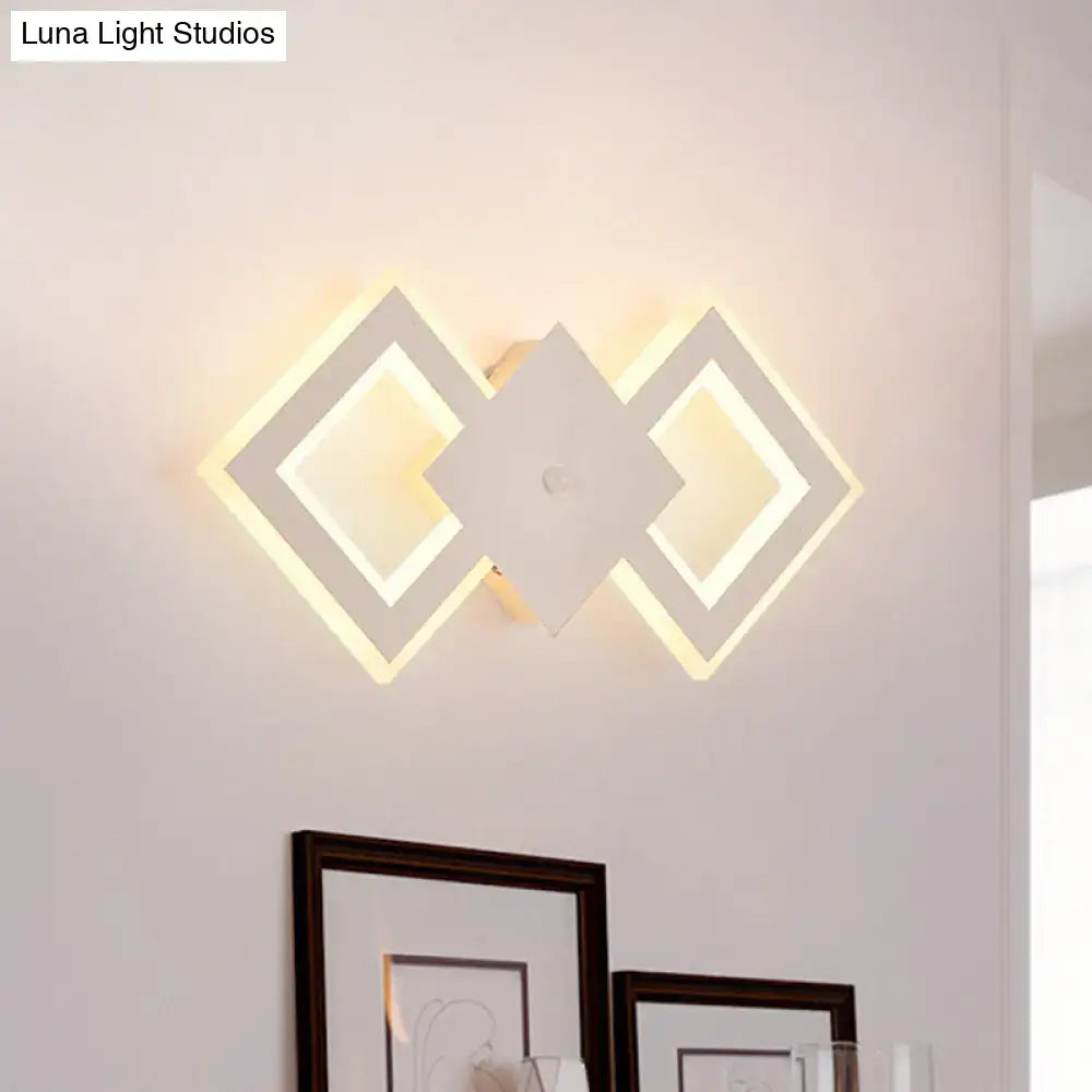 Modern white rhombus led wall sconce bedroom white warm light