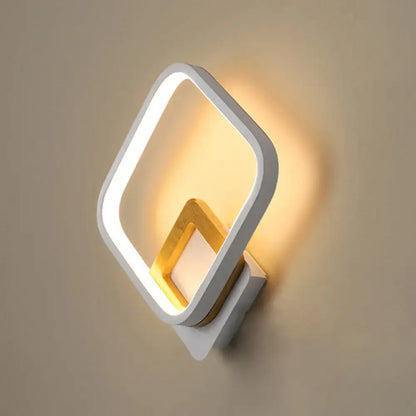 Modern white rhombus wall sconce bedroom led light with wood detail