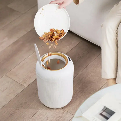 Modern white ribbed 10l luxury sensor trash can kitchen decor
