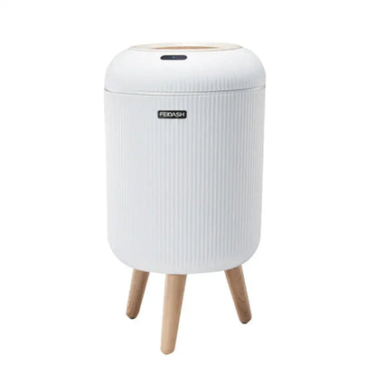Modern white ribbed 10l luxury sensor trash can kitchen decor