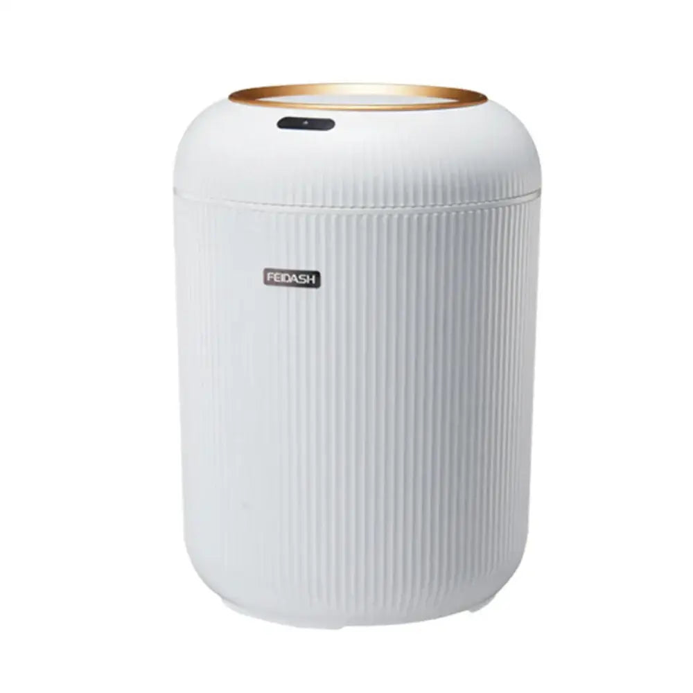 Modern white ribbed 10l luxury sensor trash can kitchen decor