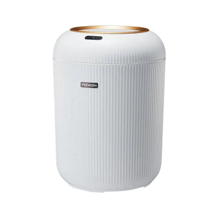 Modern white ribbed 10l luxury sensor trash can kitchen decor