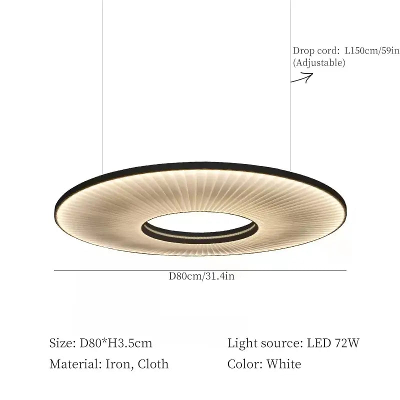 Modern white ribbed circular pendant light dining room hanging lamp