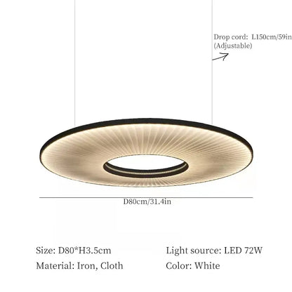 Modern white ribbed circular pendant light dining room hanging lamp
