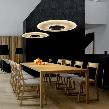 Modern white ribbed circular pendant light dining room hanging lamp