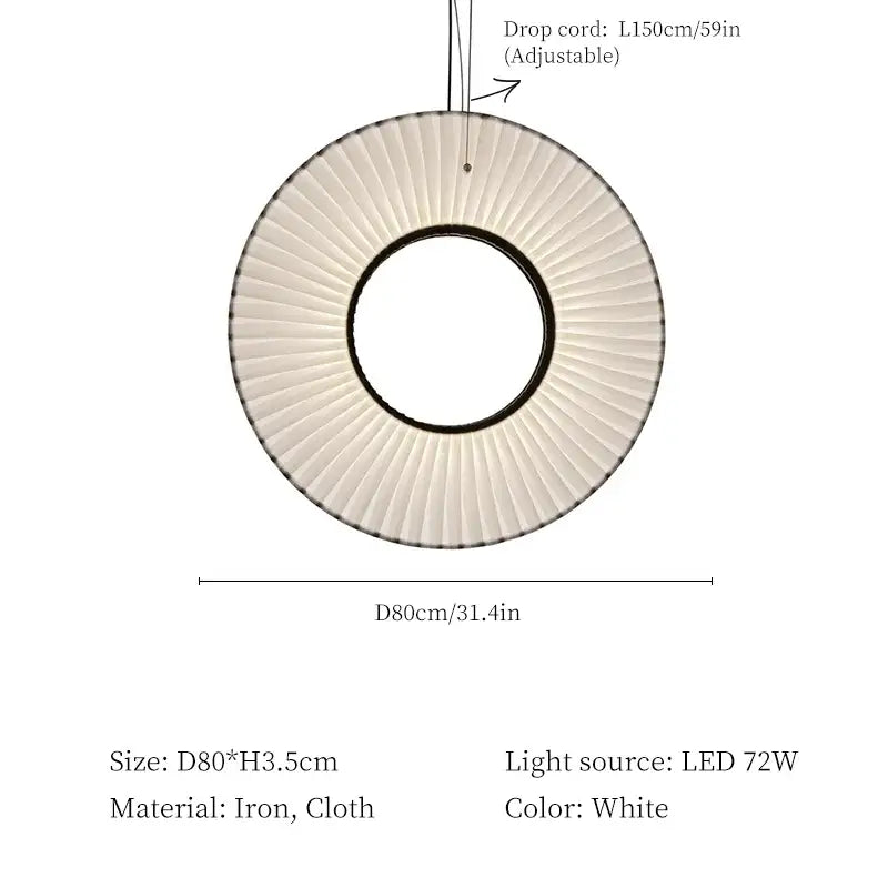 Modern white ribbed circular pendant light dining room hanging lamp