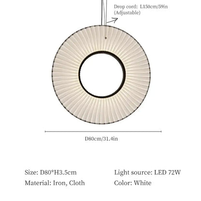 Modern white ribbed circular pendant light dining room hanging lamp
