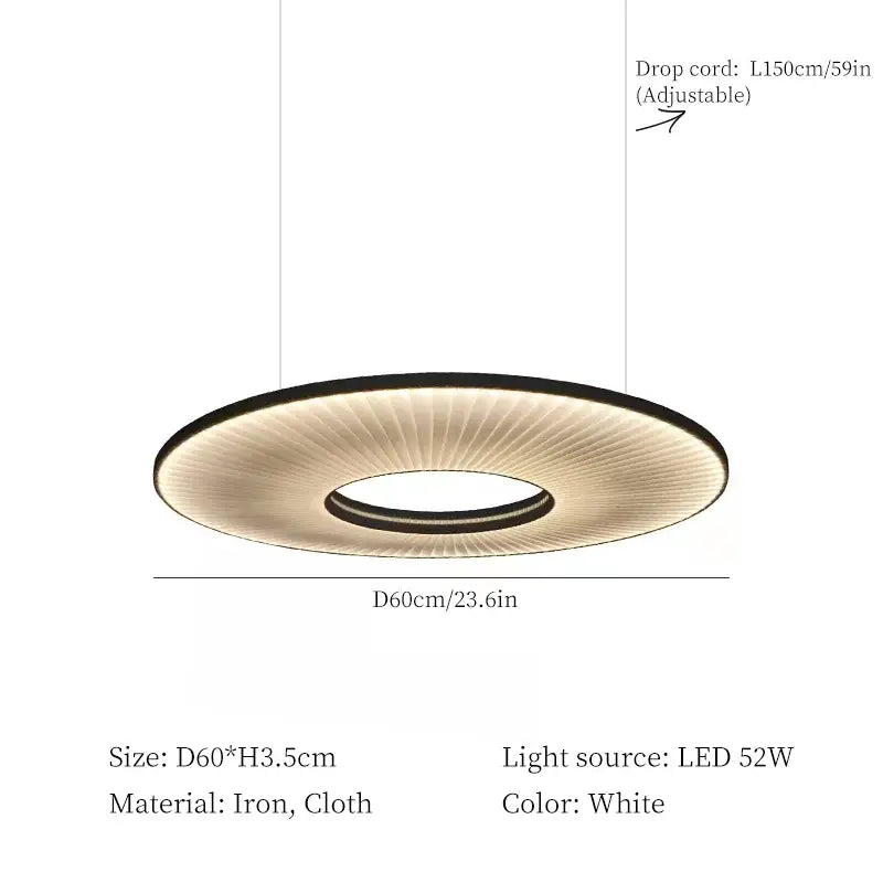 Modern white ribbed circular pendant light dining room hanging lamp