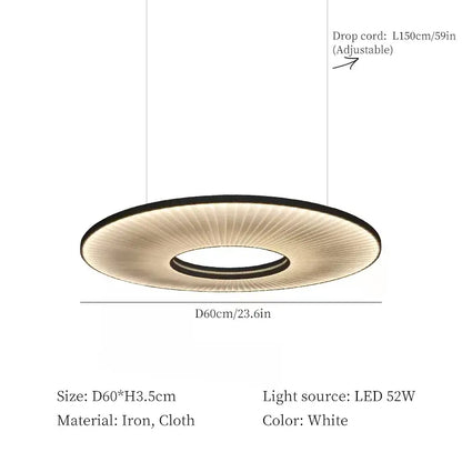 Modern white ribbed circular pendant light dining room hanging lamp