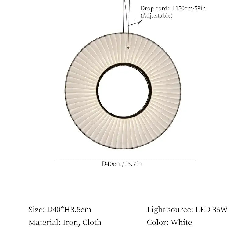 Modern white ribbed circular pendant light dining room hanging lamp