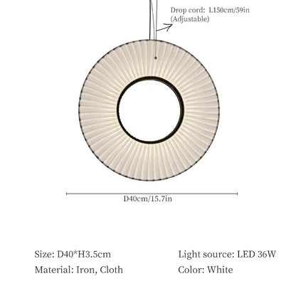 Modern white ribbed circular pendant light dining room hanging lamp