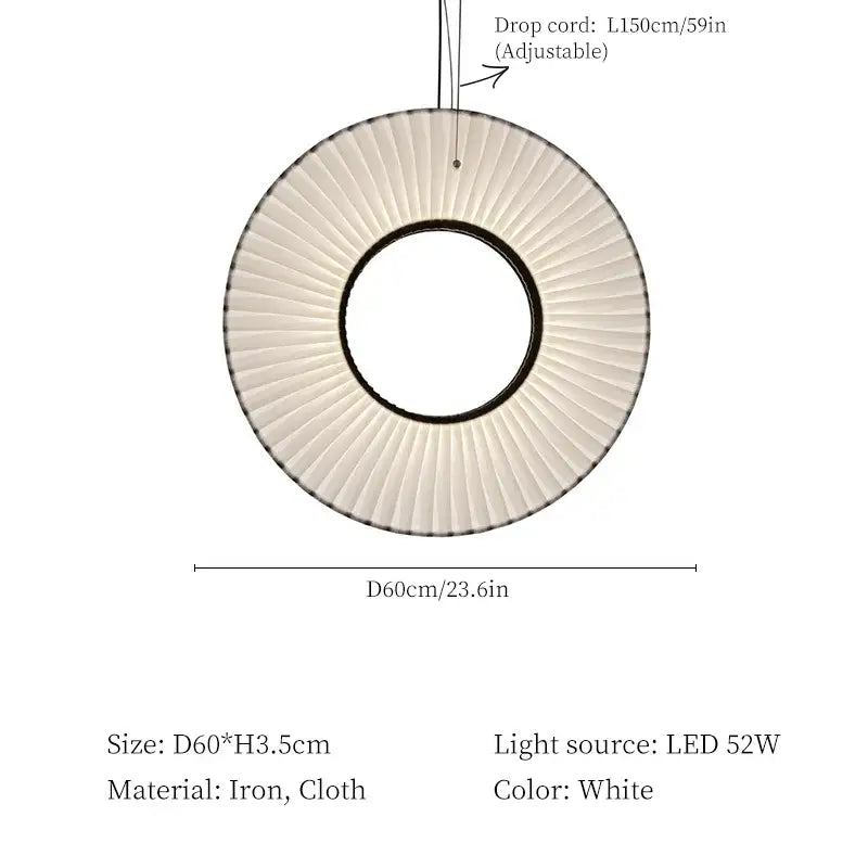 Modern white ribbed circular pendant light dining room hanging lamp