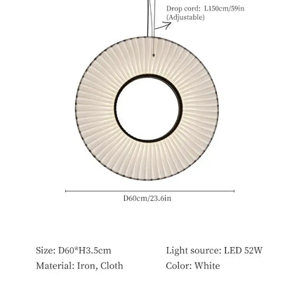 Modern white ribbed circular pendant light dining room hanging lamp