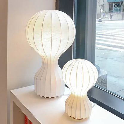 Modern white ribbed silk table lamp bedroom art light