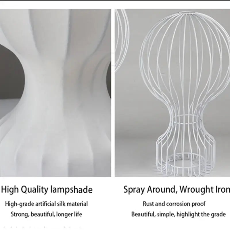 Modern white ribbed silk table lamp bedroom art light