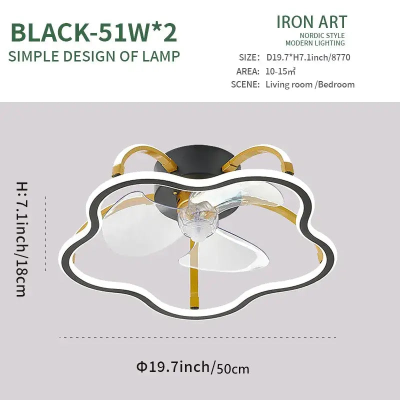 Modern white ring led ceiling fan bedroom lighting fixture