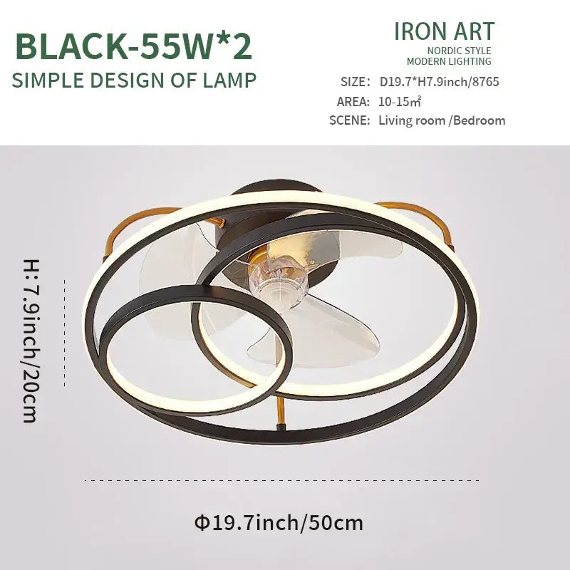 Modern white ring led ceiling fan bedroom lighting fixture