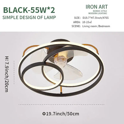 Modern white ring led ceiling fan bedroom lighting fixture