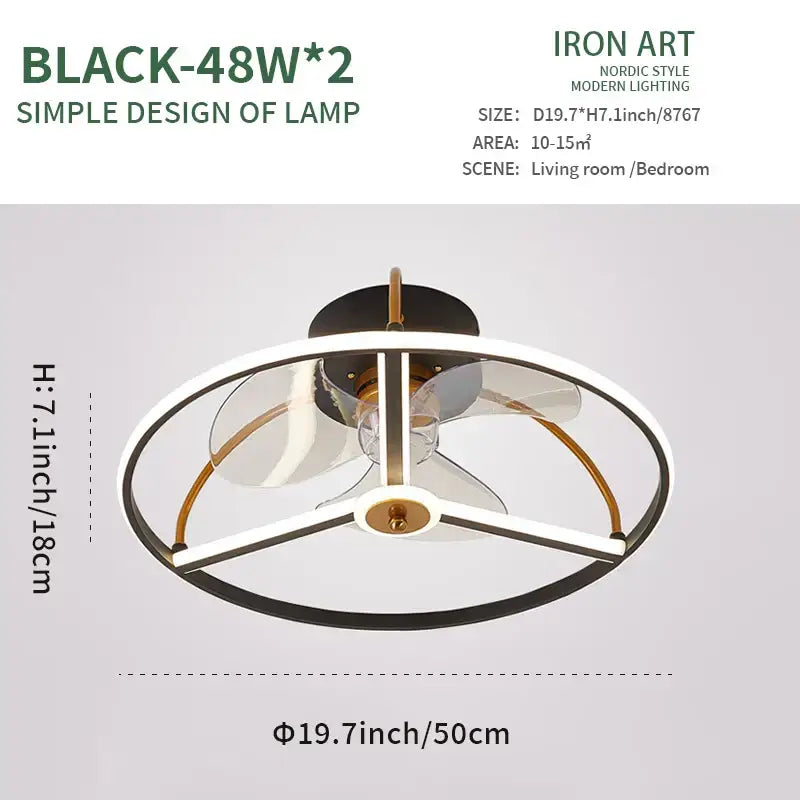 Modern white ring led ceiling fan bedroom lighting fixture