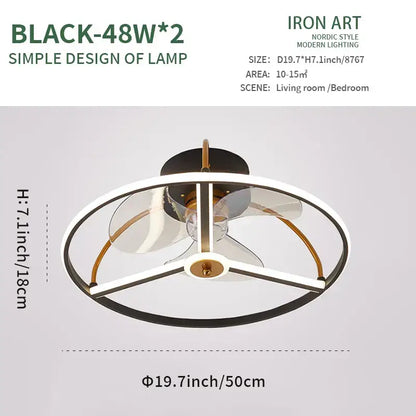 Modern white ring led ceiling fan bedroom lighting fixture