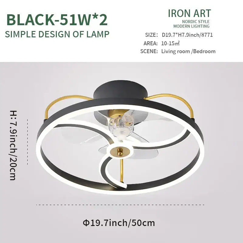 Modern white ring led ceiling fan bedroom lighting fixture