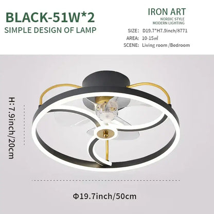 Modern white ring led ceiling fan bedroom lighting fixture