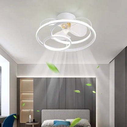 Modern white ring led ceiling fan bedroom lighting fixture