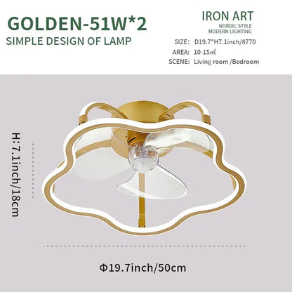 Modern white ring led ceiling fan bedroom lighting fixture