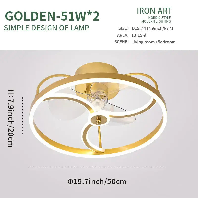 Modern white ring led ceiling fan bedroom lighting fixture