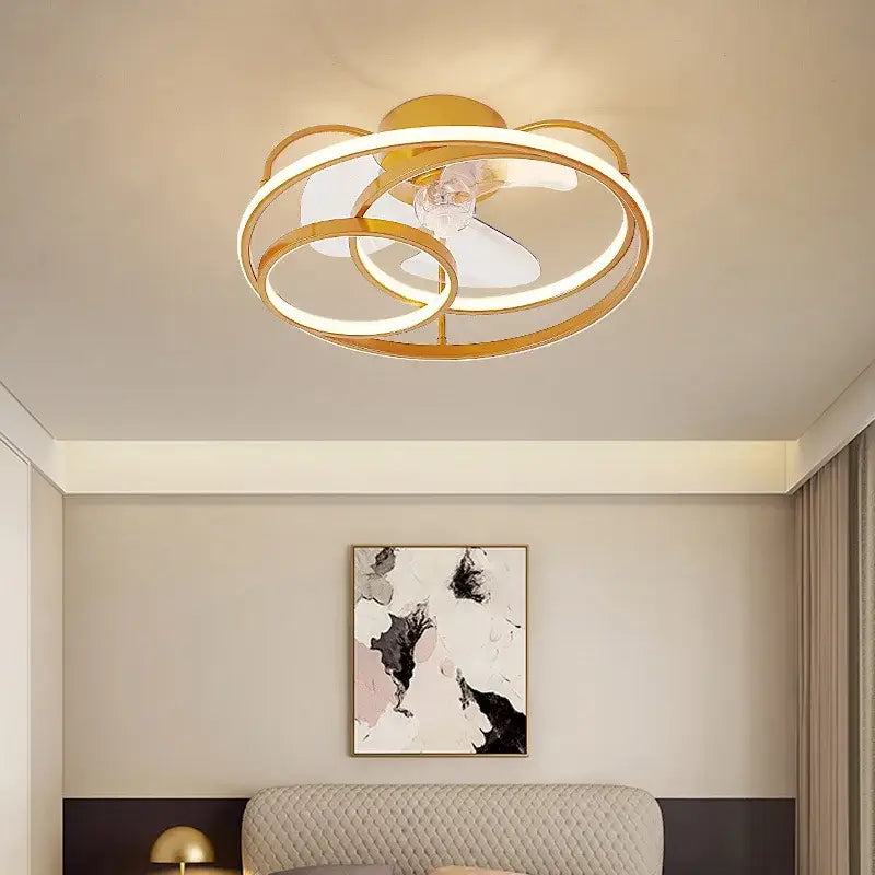 Modern white ring led ceiling fan bedroom lighting fixture
