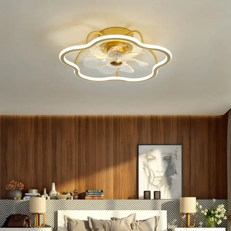 Modern white ring led ceiling fan bedroom lighting fixture