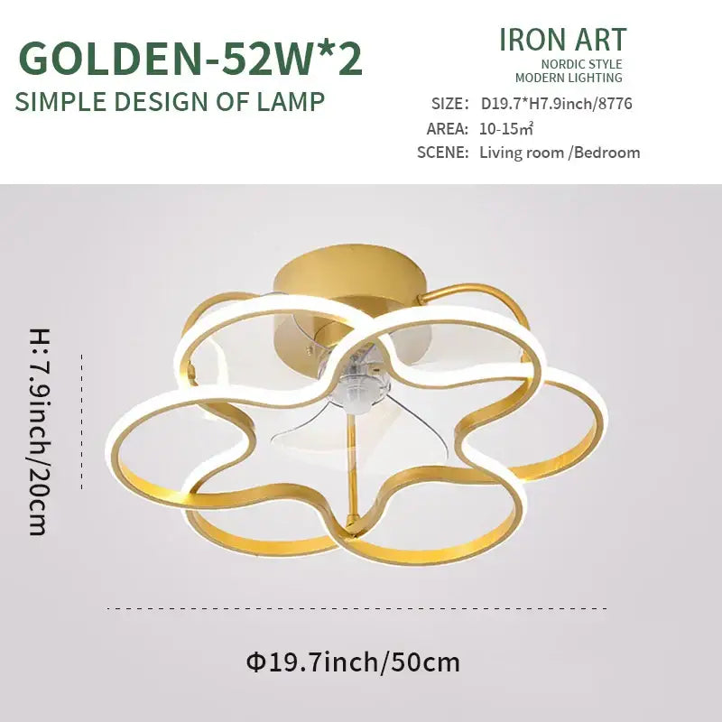 Modern white ring led ceiling fan bedroom lighting fixture