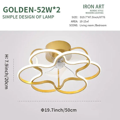 Modern white ring led ceiling fan bedroom lighting fixture