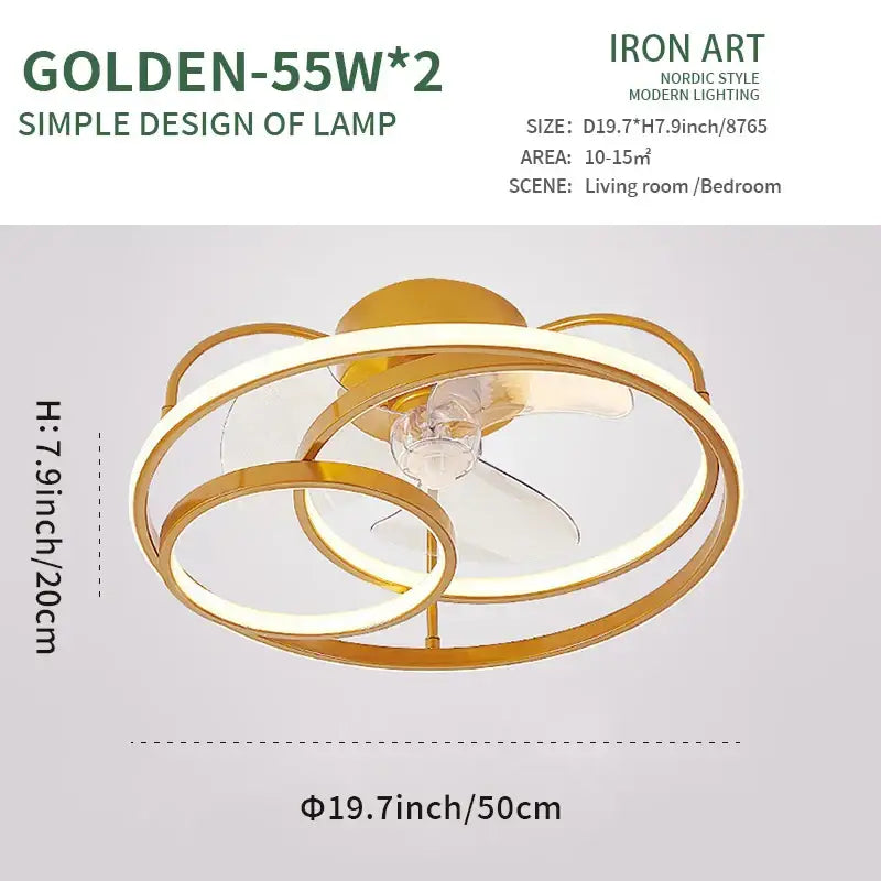 Modern white ring led ceiling fan bedroom lighting fixture