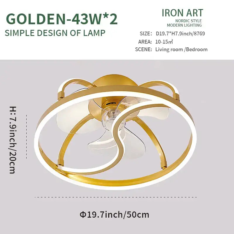 Modern white ring led ceiling fan bedroom lighting fixture